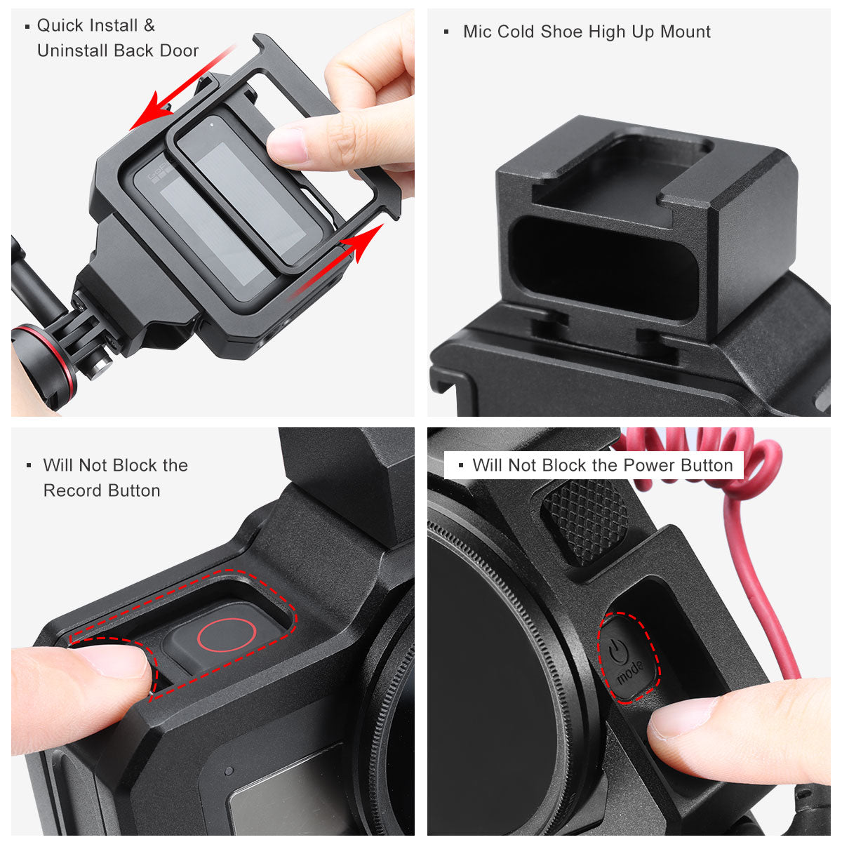 Uniqkart G8-5 Aluminum Alloy Protective Case Metal Vlog Frame Cage for GoPro Hero 8 Action Camera Accessories