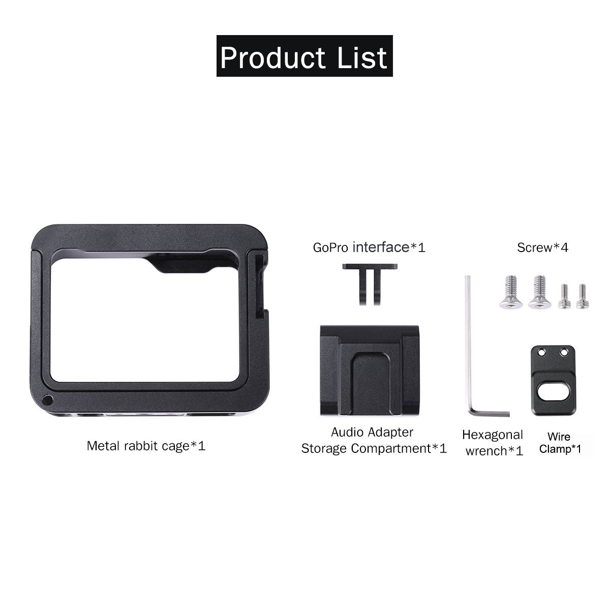 Uniqkart V3 Pro Aluminum Alloy Cage Protective Housing Case Cover Metal Frame for GoPro Hero 5/6/7