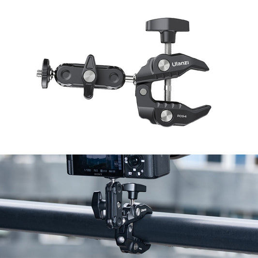 ULANZI R094 Camera Clamp Mount Multi-function Monitor Holder 360-degree Ball Head Adapter with 1/4&quot; 3/8&quot; Screw for DSLR Camera/LED Lights