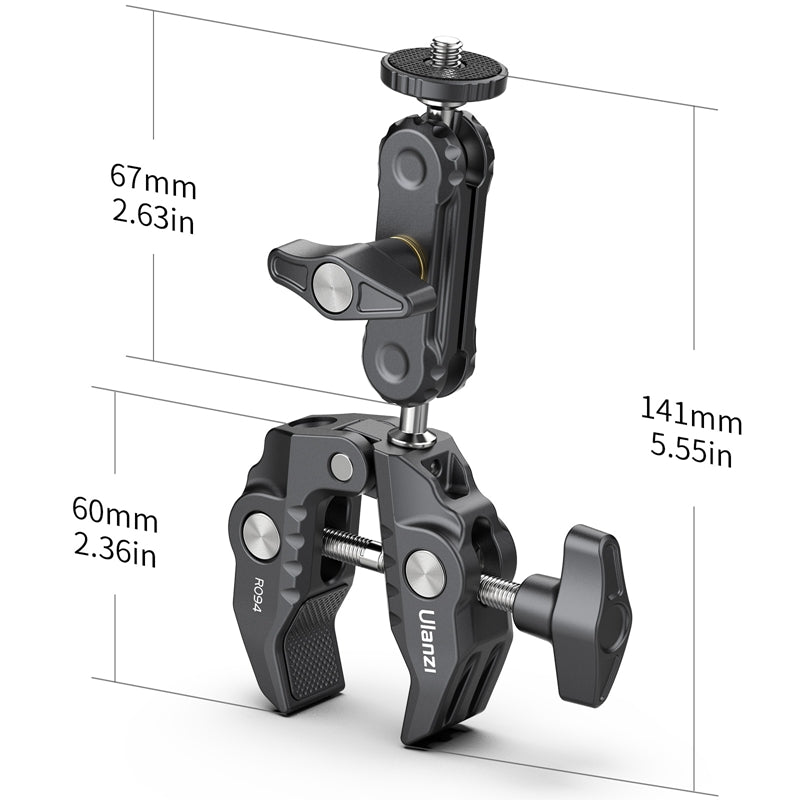 ULANZI R094 Camera Clamp Mount Multi-function Monitor Holder 360-degree Ball Head Adapter with 1/4&quot; 3/8&quot; Screw for DSLR Camera/LED Lights