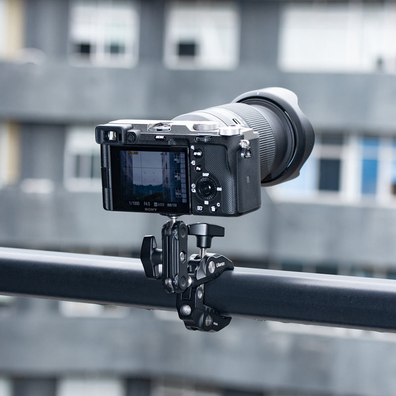 ULANZI R094 Camera Clamp Mount Multi-function Monitor Holder 360-degree Ball Head Adapter with 1/4&quot; 3/8&quot; Screw for DSLR Camera/LED Lights