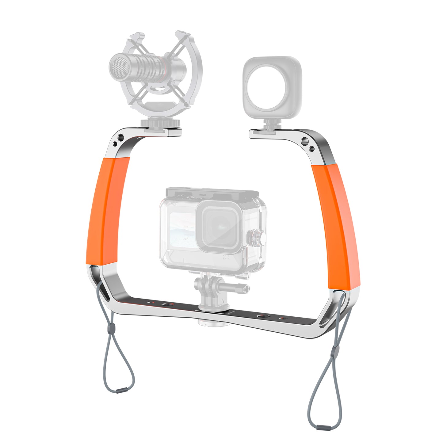 Uniqkart TE-HBM-002 Diving Underwater Handheld Aluminum Alloy Action Camera Holder Double-Arm Bracket Stabilizer for GoPro