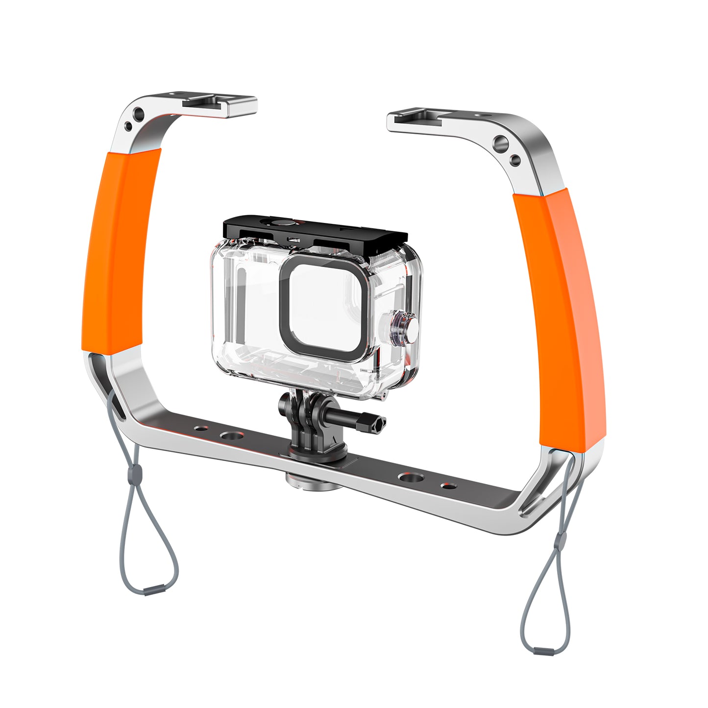 Uniqkart TE-HBM-002 Diving Underwater Handheld Aluminum Alloy Action Camera Holder Double-Arm Bracket Stabilizer for GoPro