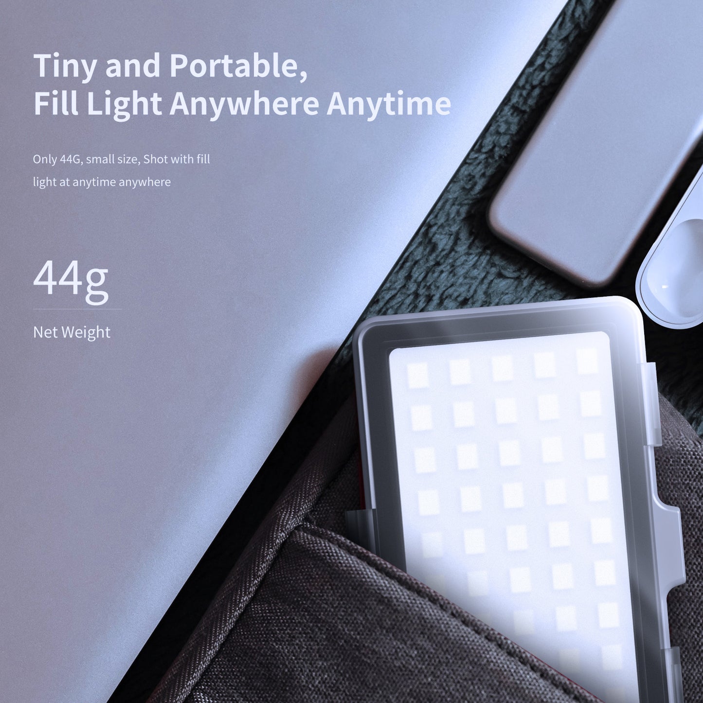 Uniqkart TE-BGD-002 Vlog Fill Light LED Mini Video Lighting for GoPro Hero Insta360 Smartphone