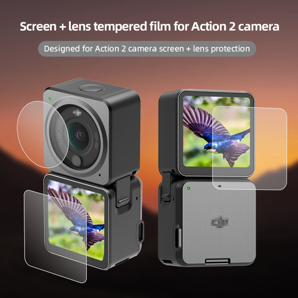 [Power Version] 1 Set EWB9033_1 Camera Lens Protective Film for DJI Action 2 HD Tempered Glass Screen Protector Sports Camera Accessories