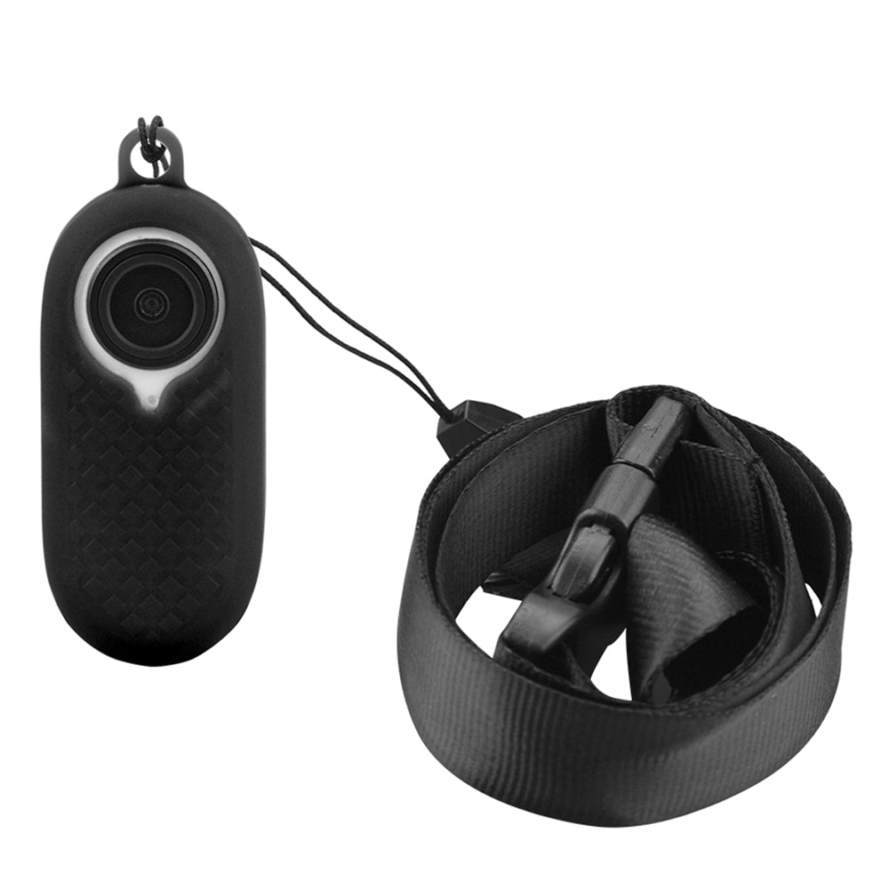 EWB8894 Thumb Anti-shake Camera Silicone Case Protector Digital Camera Protective Cover with Lanyard for Insta360 go2 - Black