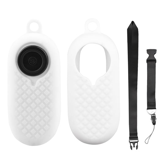 EWB8894 Thumb Anti-shake Camera Silicone Case Protector Digital Camera Protective Cover with Lanyard for Insta360 go2 - White