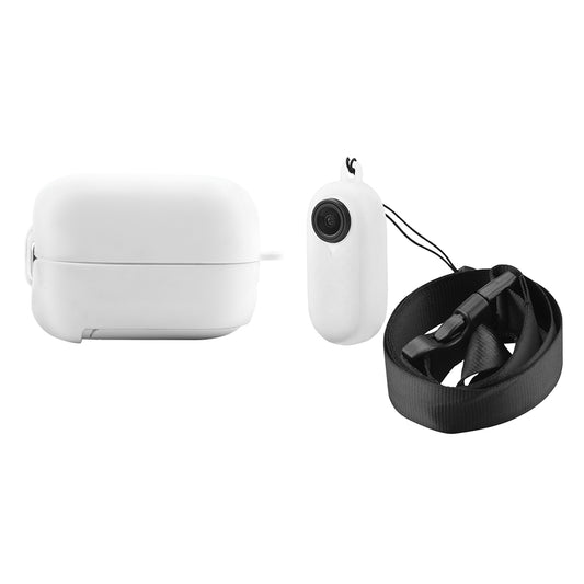 EWB8896 Sports Camera Silicone Protective Cover Case + Battery Compartment Cover for Insta360 GO2 - White