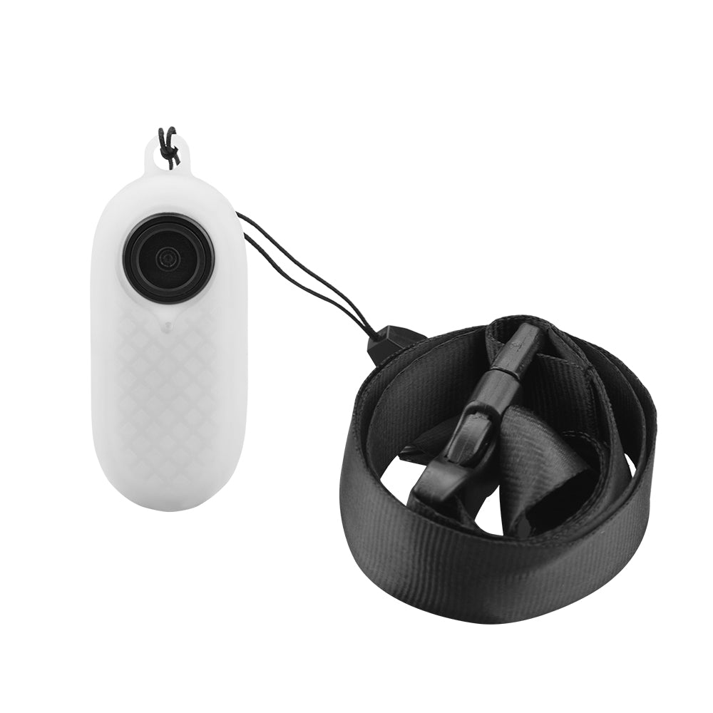 EWB8896 Sports Camera Silicone Protective Cover Case + Battery Compartment Cover for Insta360 GO2 - White