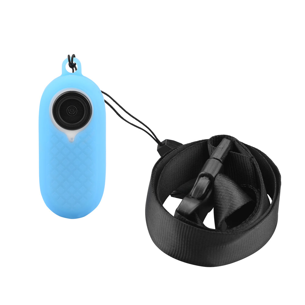 EWB8896 Sports Camera Silicone Protective Cover Case + Battery Compartment Cover for Insta360 GO2 - Blue