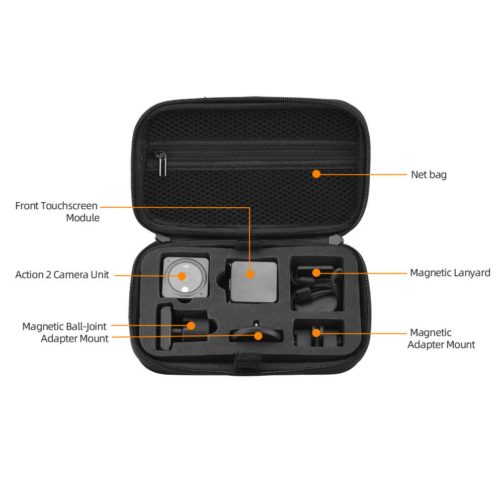 EWB9036 Nylon Storage Bag Travel Carrying Pouch Handbag for DJI Action 2 Camera