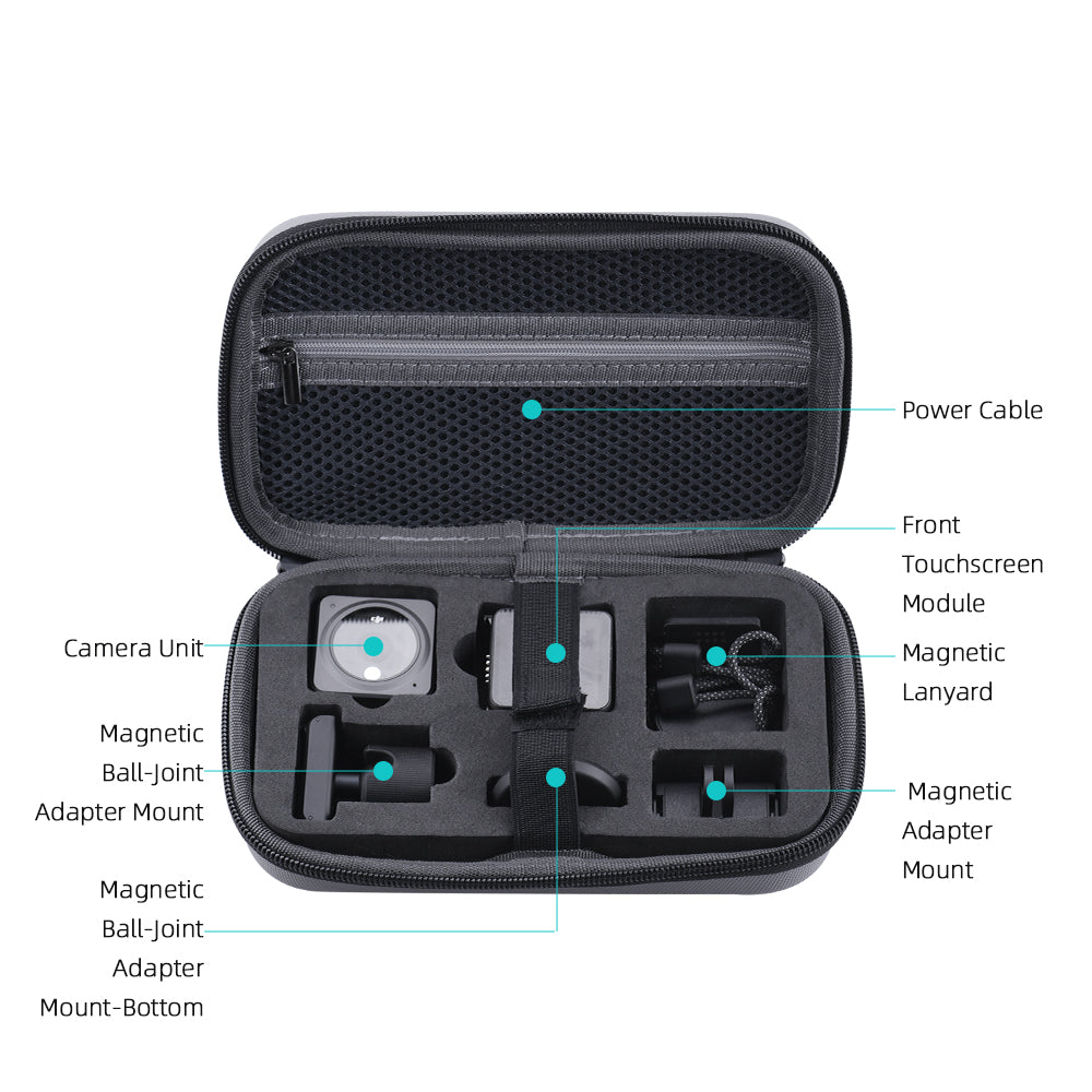 EWB9037 Portable Bag Storage Box Carrying Case for DJI Action 2 Dual-Screen Combo/Power Combo