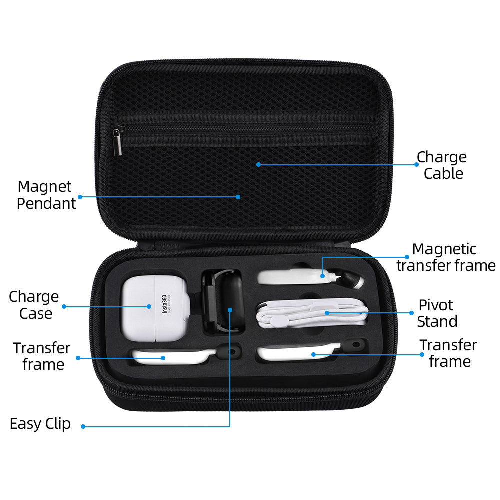 EWB8747 Portable Storage Bag Nylon Handbag Travel Carrying Case for Insta360 GO 2 Camera