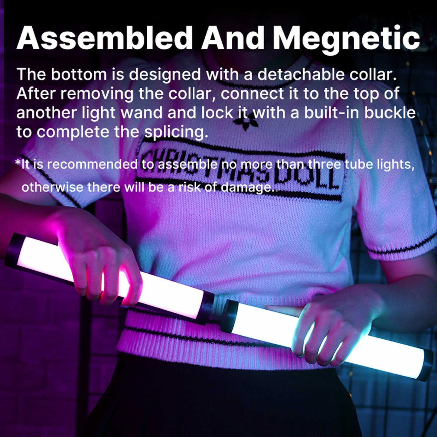 Uniqkart VL110 RGB Portable Magnetic Light Bar Adjustable Selfie Fill Light with 1/4 Screw for Photography