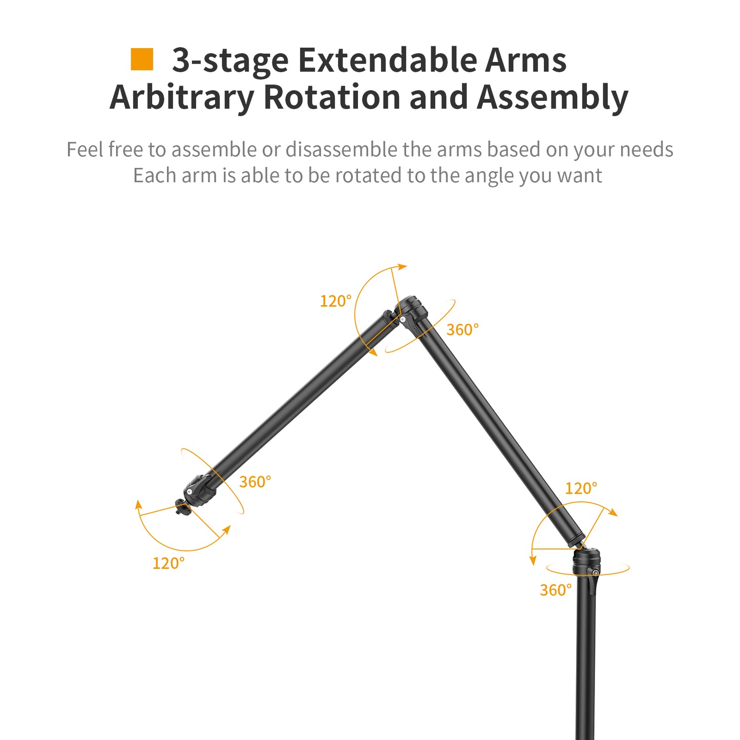 Uniqkart VIJIM LS08 3-Stage Rotatable Desktop Phone Stand Live Broadcast Boom Arm Suspension Scissor Mic Holder for Smartphones/Camera/Lighting