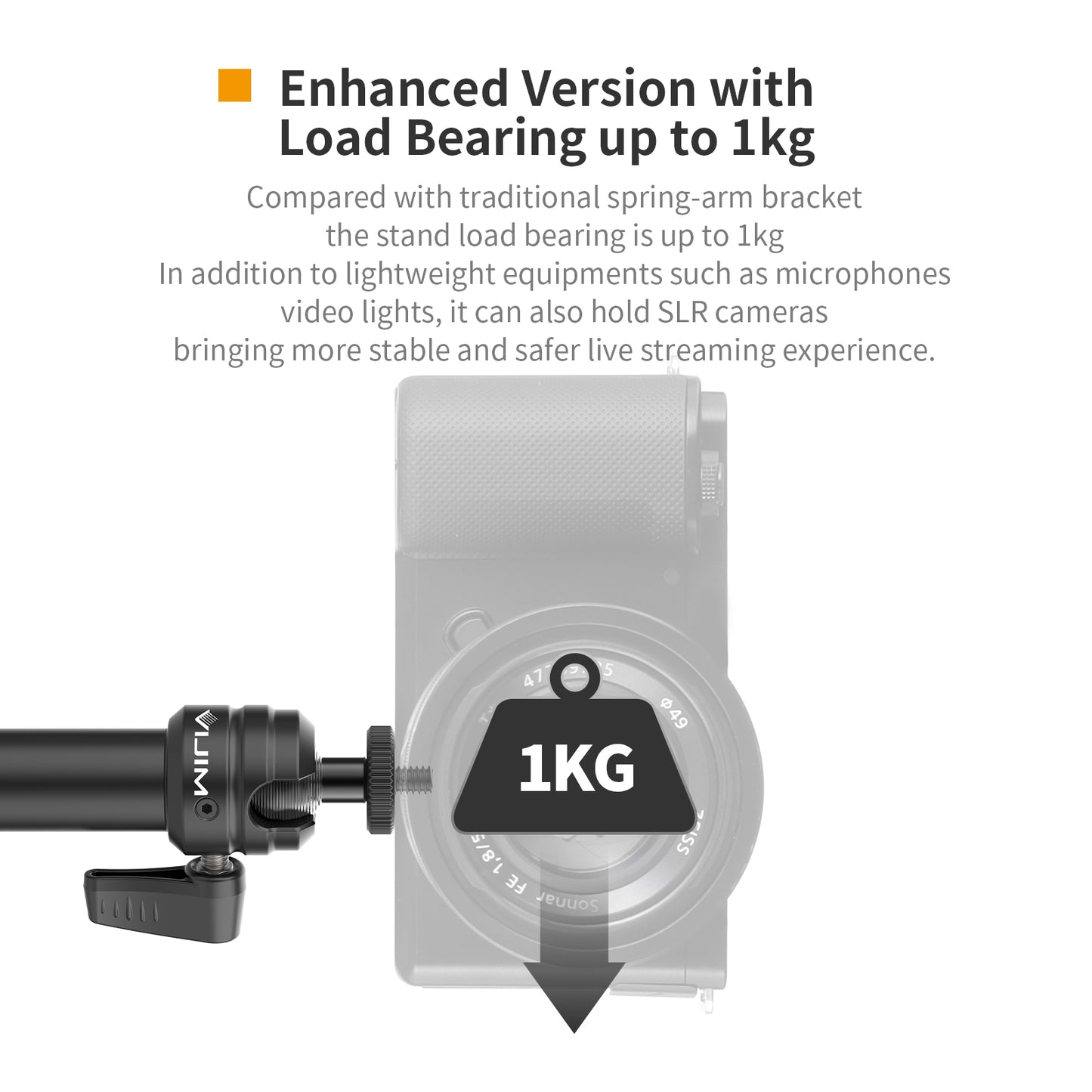 Uniqkart VIJIM LS06 Adjustable Live Broadcast Boom Arm Suspension Scissor Mic Stand Desk Mount Rotatable Microphone Arm for Live-stream Lighting