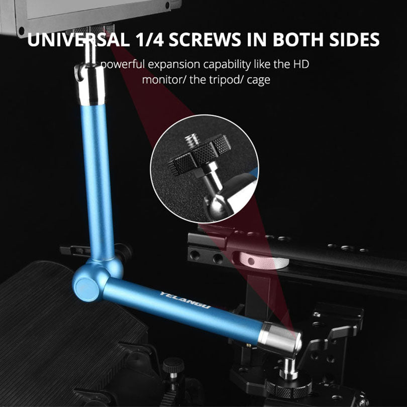 Yelangu A76 11-inch Metal Adjustable Arm Mount Camera Accessories DV Monitor LCD Screen Rotating Stand for Photography
