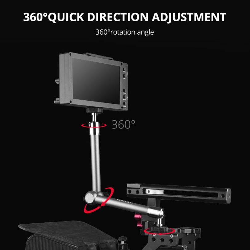 Yelangu LWSY-L7 7-inch Metal Extension Arm Mount Camera Rotating Bracket with 1/4 Adapter for DV Monitor LCD Screen