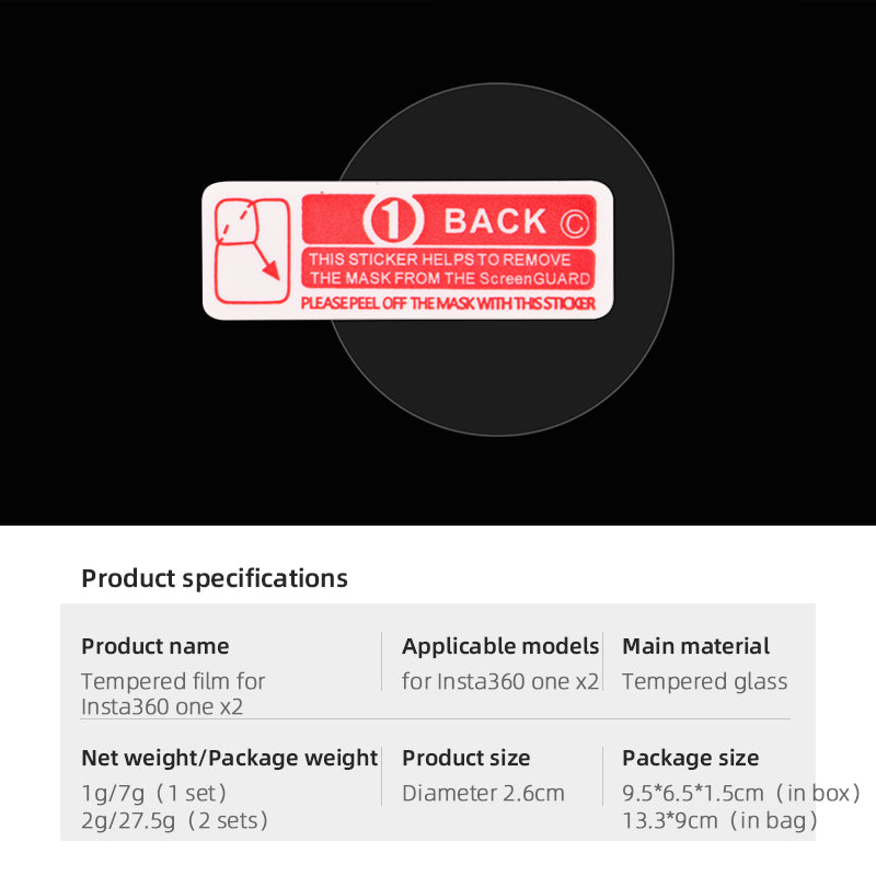 EWB8182_1 HD Tempered Glass Screen Protector Protective Film for Insta360 ONE X2 Panoramic Camera