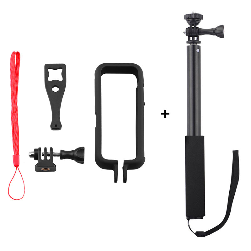 EWB8597+max3201 Camera Protective Frame Cage + Aluminum Alloy Selfie Stick for Insta360 ONE X2