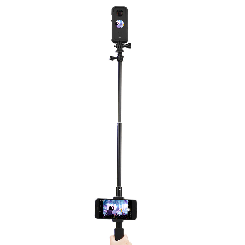 EWB8597+ZZCP5019 Protection Frame Camera Holder + Mobile Phone Selfie Stick for Insta360 ONE X2