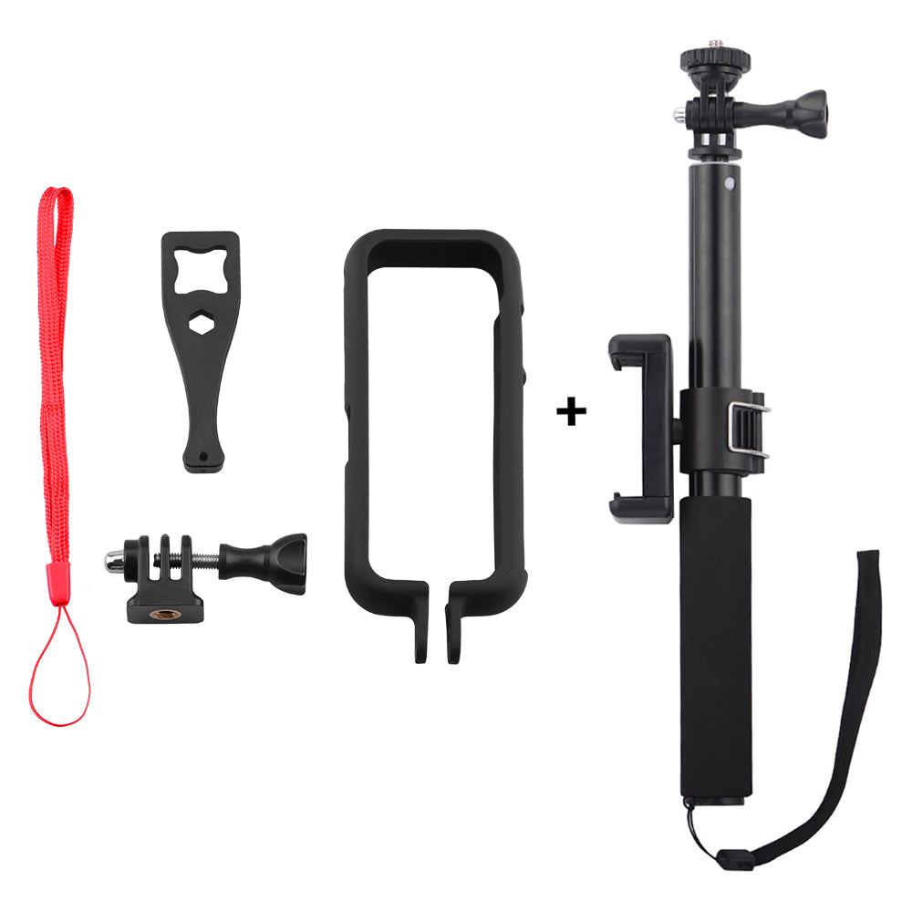 EWB8597+ZZCP5019 Protection Frame Camera Holder + Mobile Phone Selfie Stick for Insta360 ONE X2