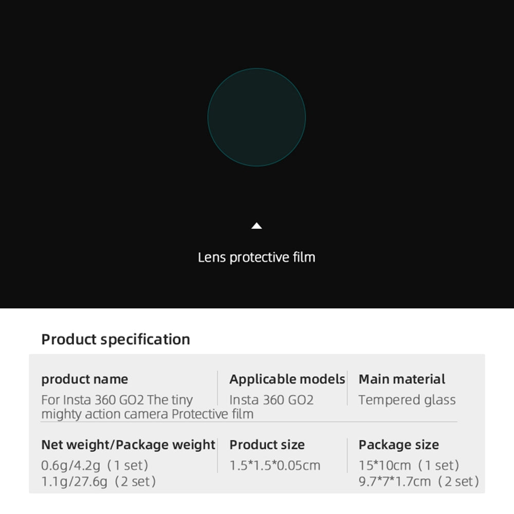 EWB8573_2 Transparent Tempered Glass Camera Lens Screen Protector for Insta360 GO 2