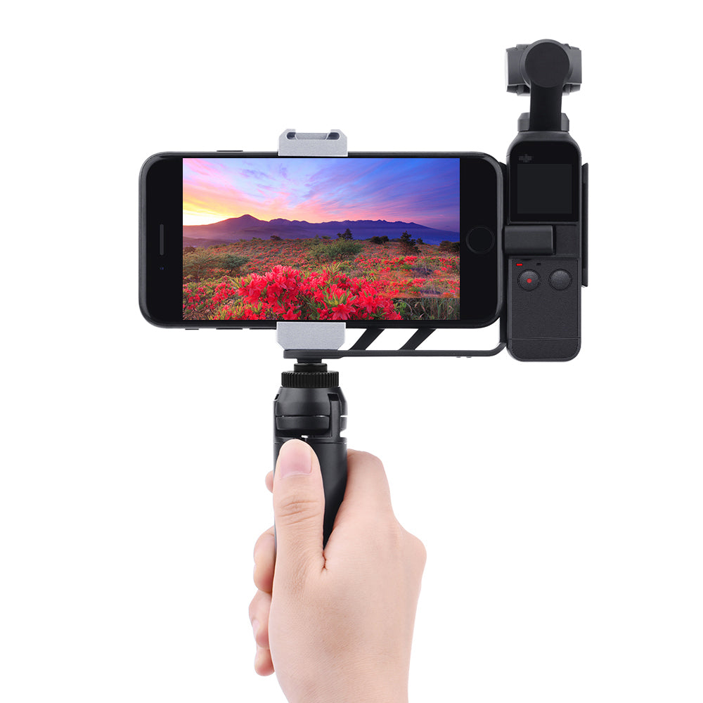 ZZCP5001 ZZCP5002 Handheld Phone Holder Bracket Tripod Mount with Cold Shoe 1/4 inch Screw for DJI Osmo Pocket 2 - Silver