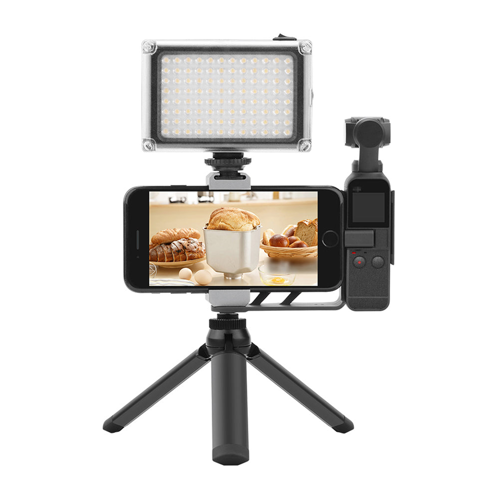 ZZCP5001 ZZCP5002 Handheld Phone Holder Bracket Tripod Mount with Cold Shoe 1/4 inch Screw for DJI Osmo Pocket 2 - Silver