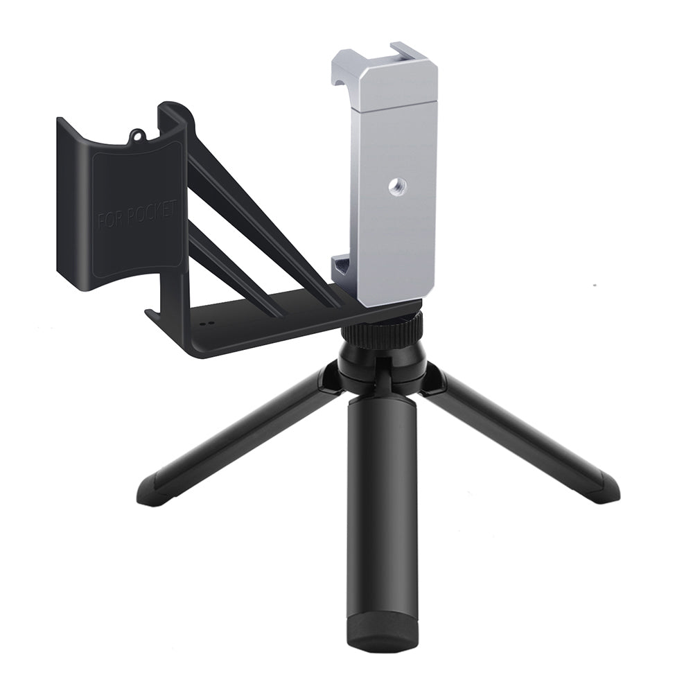 ZZCP5001 ZZCP5002 Handheld Phone Holder Bracket Tripod Mount with Cold Shoe 1/4 inch Screw for DJI Osmo Pocket 2 - Silver