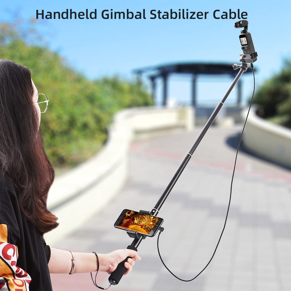 Selfie Stick for DJI Osmo Pocket 2 Handheld Gimbal Stabilizer Type-C/Android Phone Clip Module Extension Pole - Type-C to Micro USB