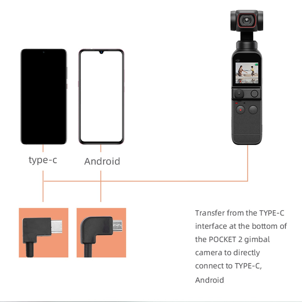 30cm Data Transfer Line Cable for DJI Osmo Pocket 2 Camera Direct Connection to Mobile Phone - Type-C to Type-C