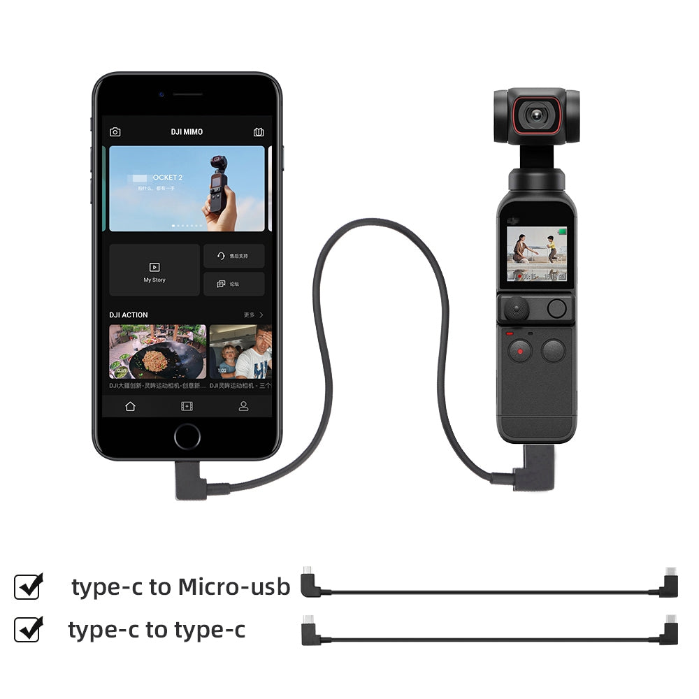 30cm Data Transfer Line Cable for DJI Osmo Pocket 2 Camera Direct Connection to Mobile Phone - Type-C to Type-C