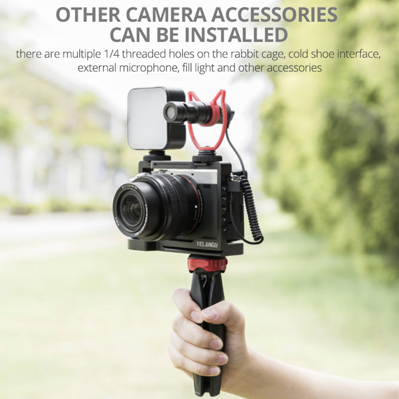 YELANGU C24-A Quick Release Camera Cage Frame for Sony Alpha 7C Professional Camera Video Rig with 1/4&quot; 3/8&quot; Adapter