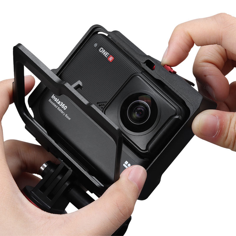 Uniqkart Sports Camera Metal Cage Frame Case with Cold Shoe Port for Insta360 ONE R