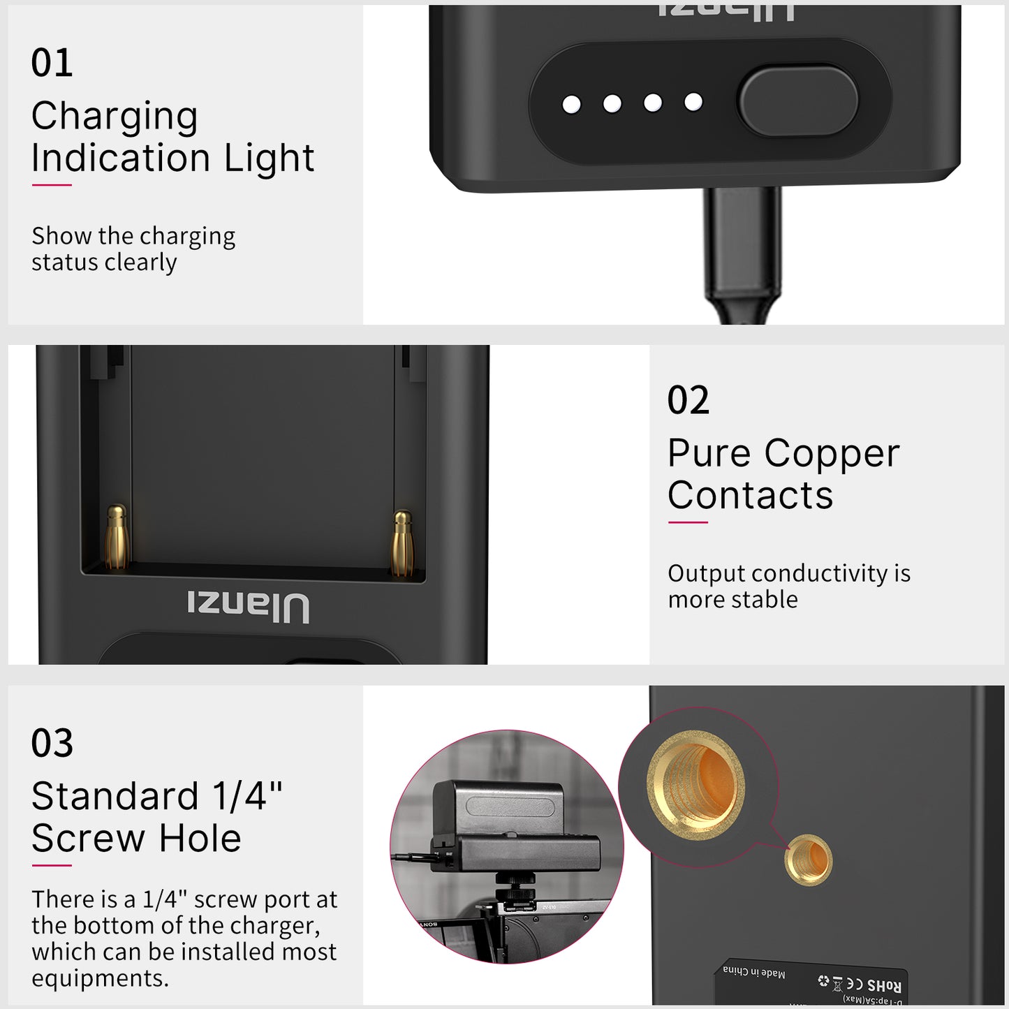 Uniqkart NP-F01 Multifunctional 22W PD Camera Battery Charger for Sony Nikon Canon NP-F Battery