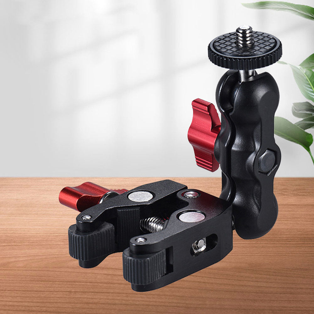 POYINCO P-093-1 Anti-slip Camera Clamp Mount Monitor 360-degree Ball Head Magic Arm with 1/4" and 3/8" Thread for DSLR/LED Lights - Crab Clamp