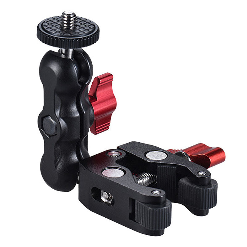 POYINCO P-093-1 Anti-slip Camera Clamp Mount Monitor 360-degree Ball Head Magic Arm with 1/4" and 3/8" Thread for DSLR/LED Lights - Crab Clamp