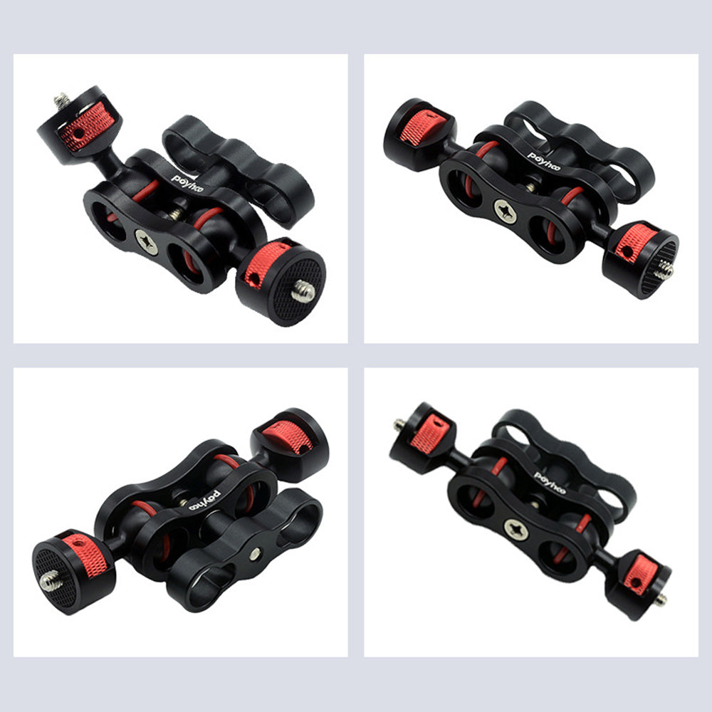 Uniqkart SLR Camera Magic Arm 360 Degree Rotating Dual Head Aluminum Alloy Bracket