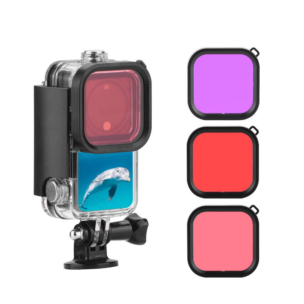 EWB9104 Camera Lens Filter for DJI Action 2 Waterproof Diving Case Accessories - Red