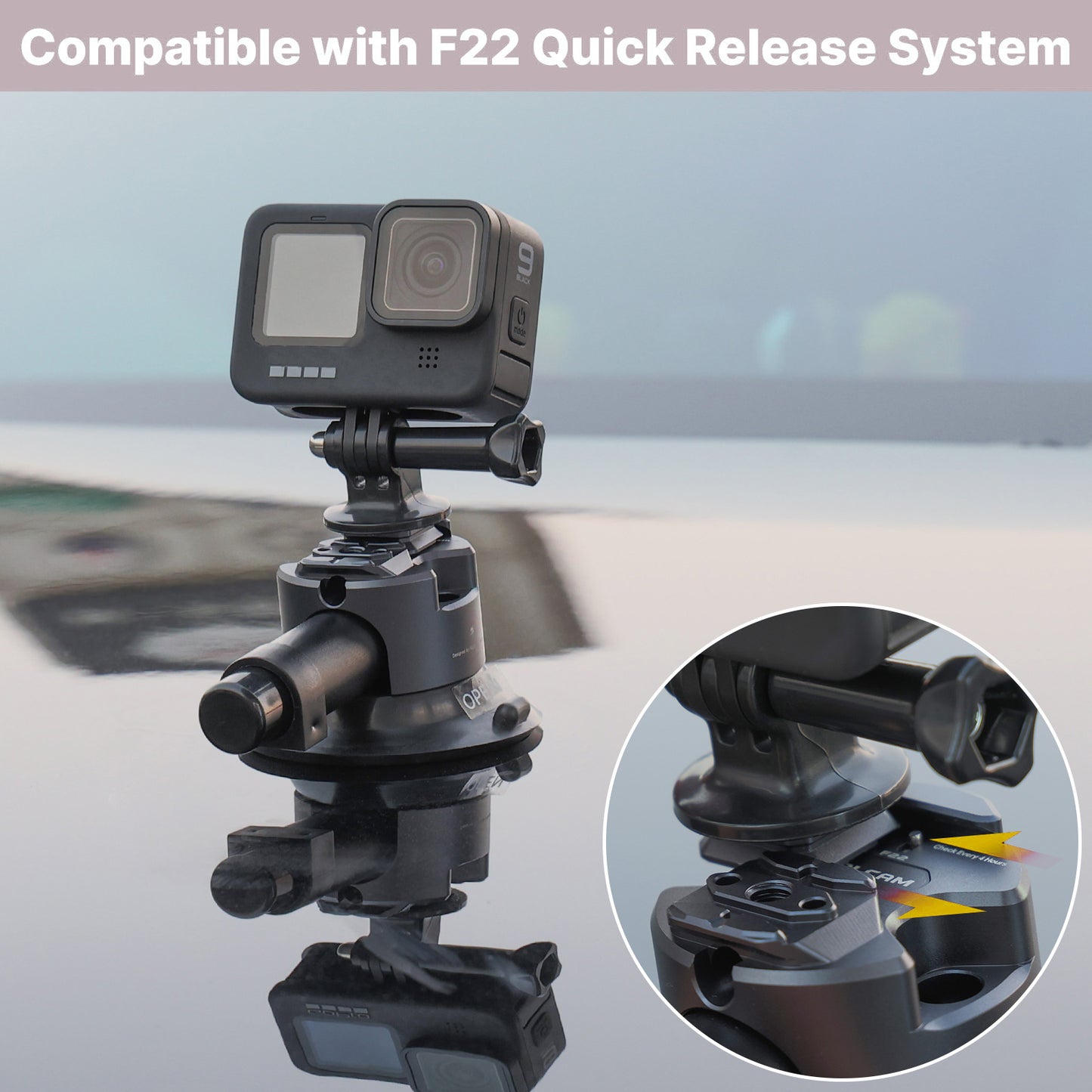 ULANZI FALCAM F22 3 inch Quick Release Suction Cup Mount Compatible with Action Camera Boats Vehicle Windshield &amp; Window Camera Holder