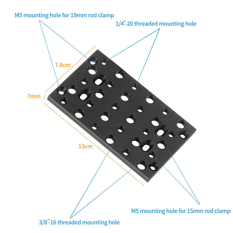 KF33125 SLR Camera Photography Expansion Cheese Plate Mount Board Aluminum Alloy 1/4 3/8 Hole Switching Plate