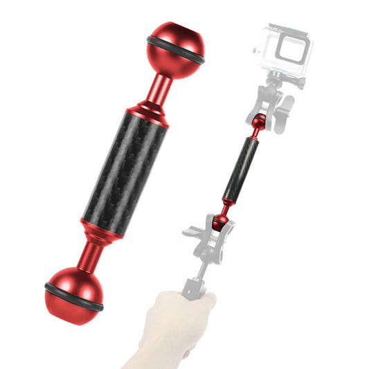 KF33 5inch Double Head Carbon Fiber Diving Ball Floating Arm for Sports SLR Camera - Red