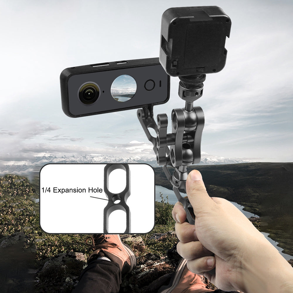KF43175 For GoPro 10/9 / Insta360 One X Hollow Out Aluminum Alloy Extension Arm for Cycling Helmet, Length 220mm - Red
