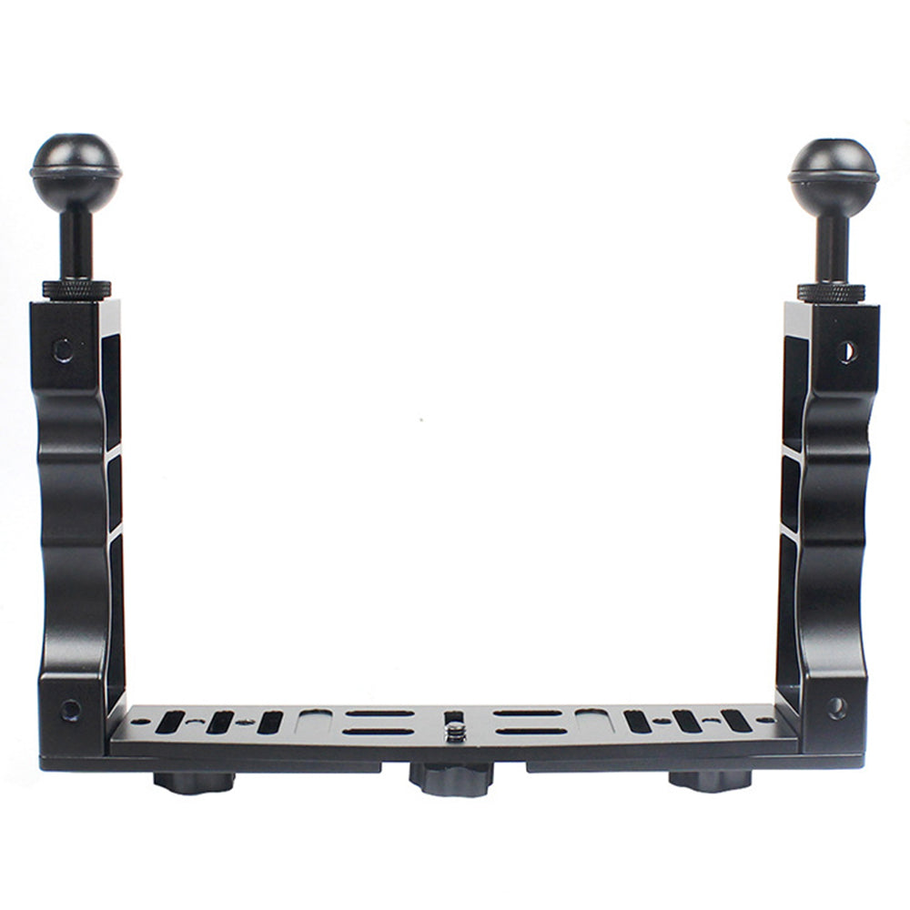 KF22567 For GoPro Xiaoyi Yi CNC Aluminum Alloy Dual Handle Bracket Adjustable Stand for Fill Light Diving Equipment