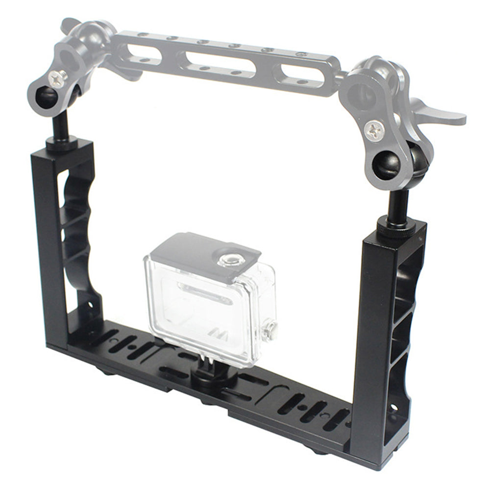 KF22567 For GoPro Xiaoyi Yi CNC Aluminum Alloy Dual Handle Bracket Adjustable Stand for Fill Light Diving Equipment