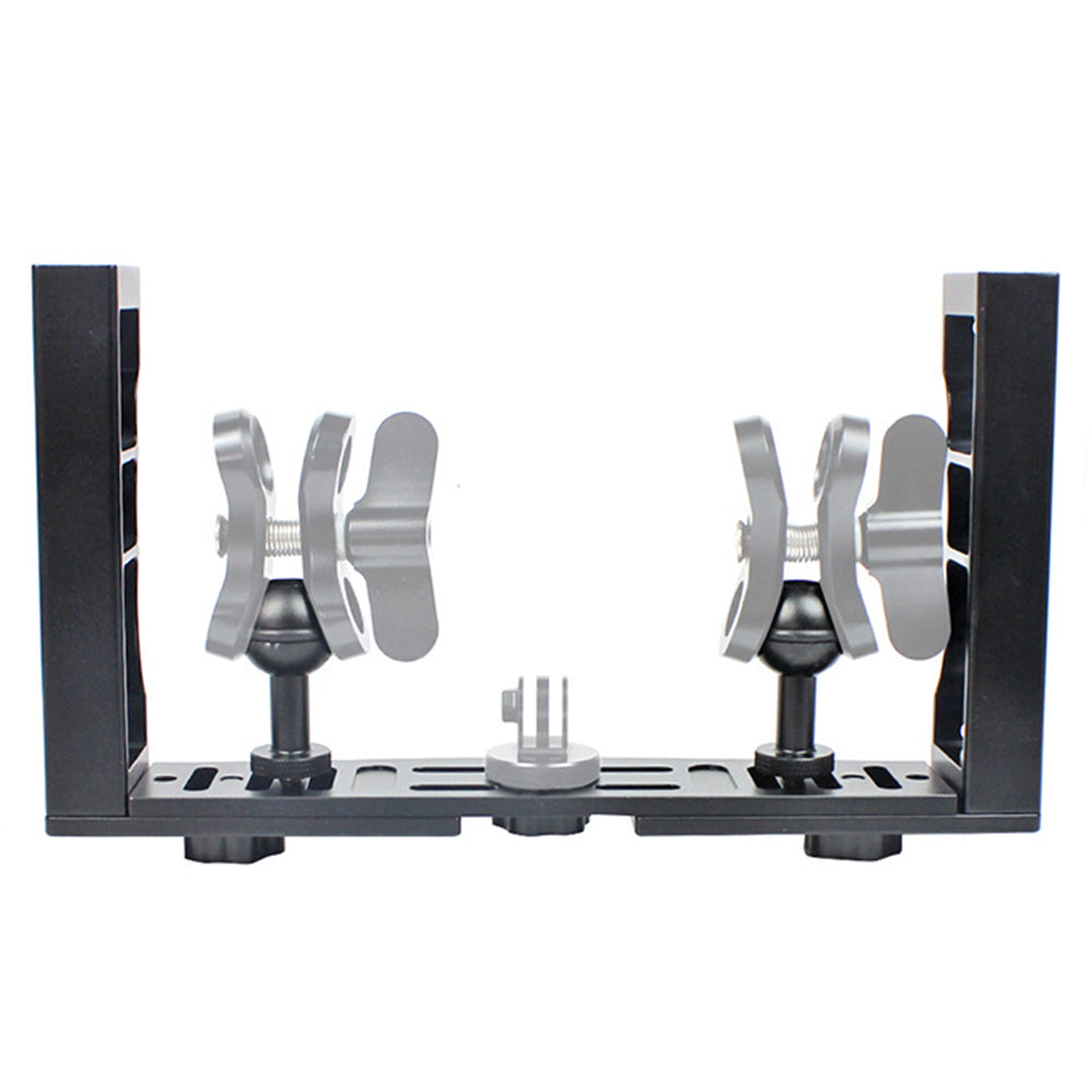 KF22567 For GoPro Xiaoyi Yi CNC Aluminum Alloy Dual Handle Bracket Adjustable Stand for Fill Light Diving Equipment