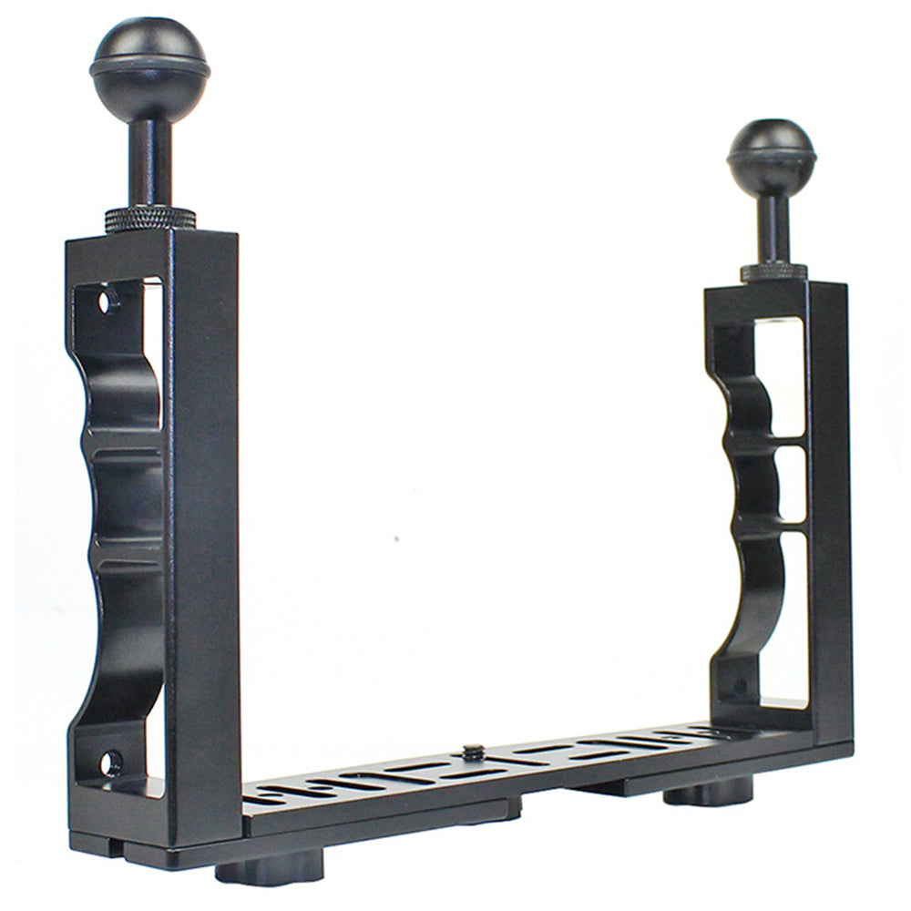 KF22567 For GoPro Xiaoyi Yi CNC Aluminum Alloy Dual Handle Bracket Adjustable Stand for Fill Light Diving Equipment
