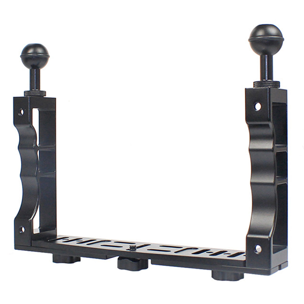 KF22567 For GoPro Xiaoyi Yi CNC Aluminum Alloy Dual Handle Bracket Adjustable Stand for Fill Light Diving Equipment