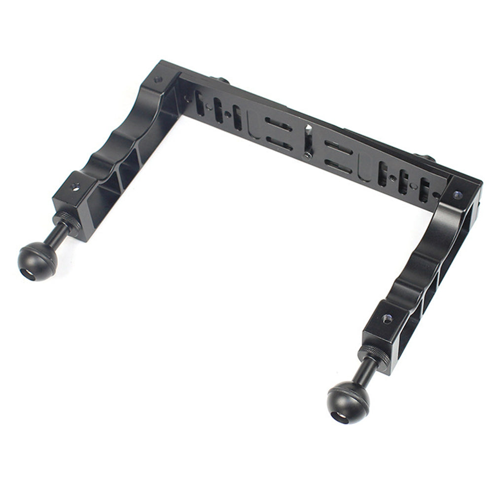 KF22567 For GoPro Xiaoyi Yi CNC Aluminum Alloy Dual Handle Bracket Adjustable Stand for Fill Light Diving Equipment